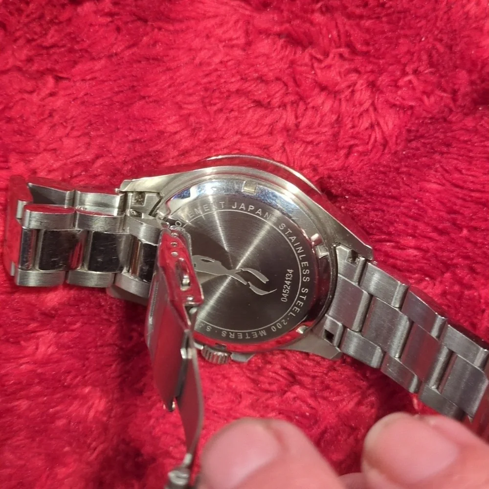 Men's Silver and Orange Watch - Picture 4 of 6